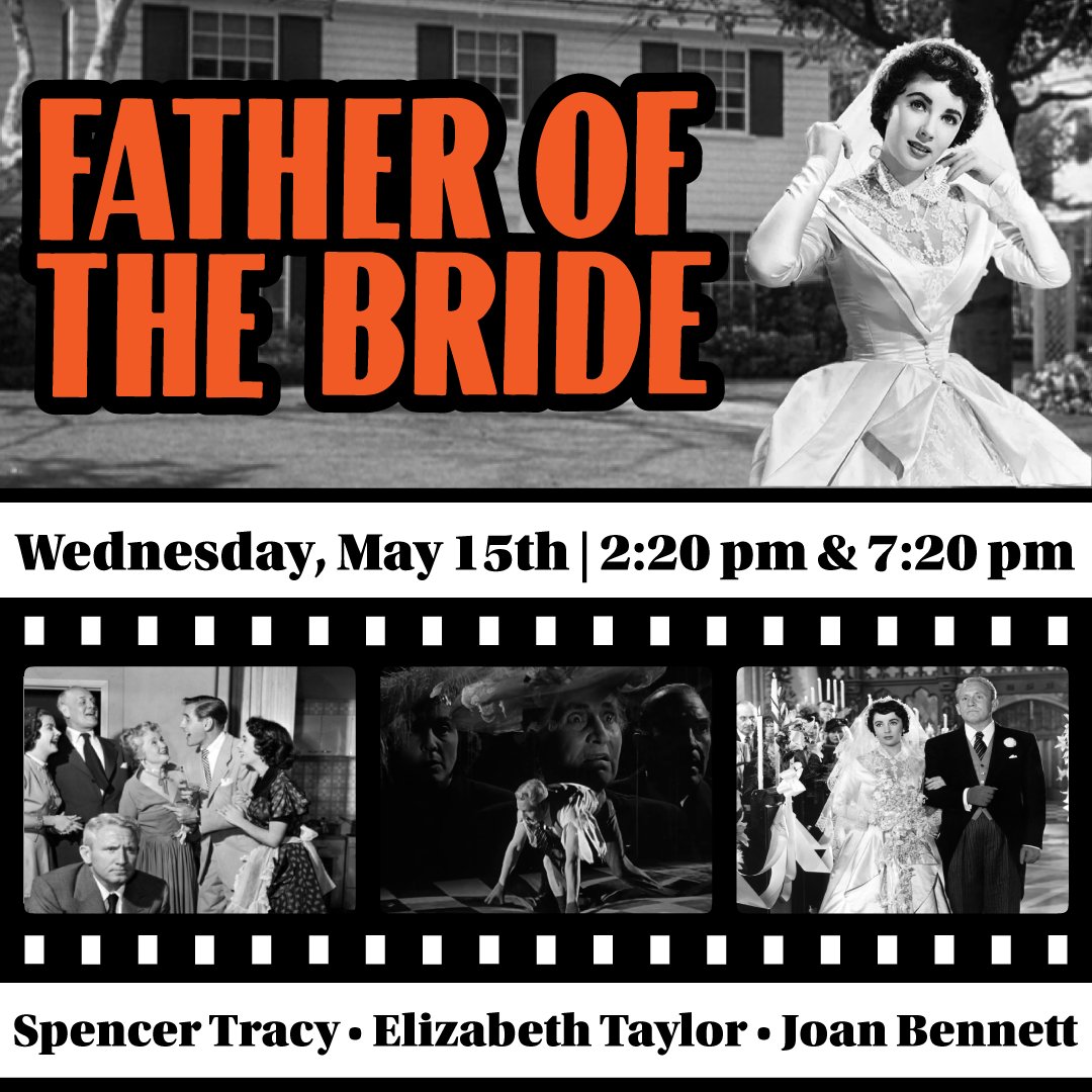 TODAY - We have two screenings of the 1950 classic, 'Father of the Bride', starring Elizabeth Taylor and Spencer Tracy. We will be screening a 2:20 pm matinee & a 7:20 pm evening show. GET TICKETS NOW! 🎟 > bit.ly/3MRhFGf or cactustheater.com | #lubbock #hubcity