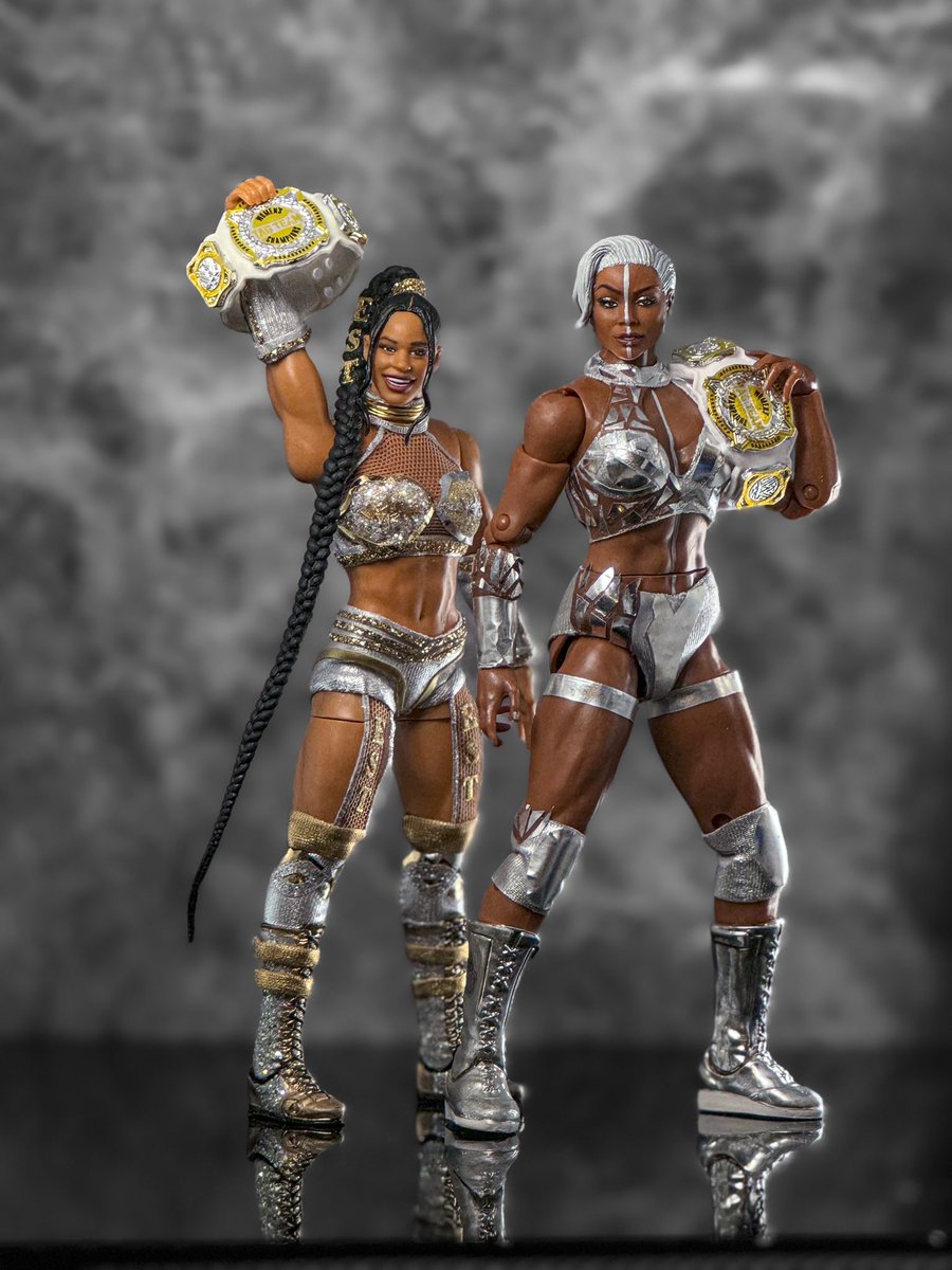 Our Champs 🥹 

Customs by me - more photos of each on my instagram <a href="/coltezcustoms/">Coltez Customs</a> 

<a href="/BiancaBelairWWE/">Bianca Belair</a> 
<a href="/Jade_Cargill/">Jade Cargill</a>
