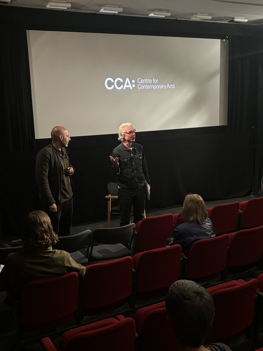 Emmanuel Grimmaud and Carl Lavery introducing ‘Black Hole: Why I Have Never Been a Rose’ at @CCA_Glasgow