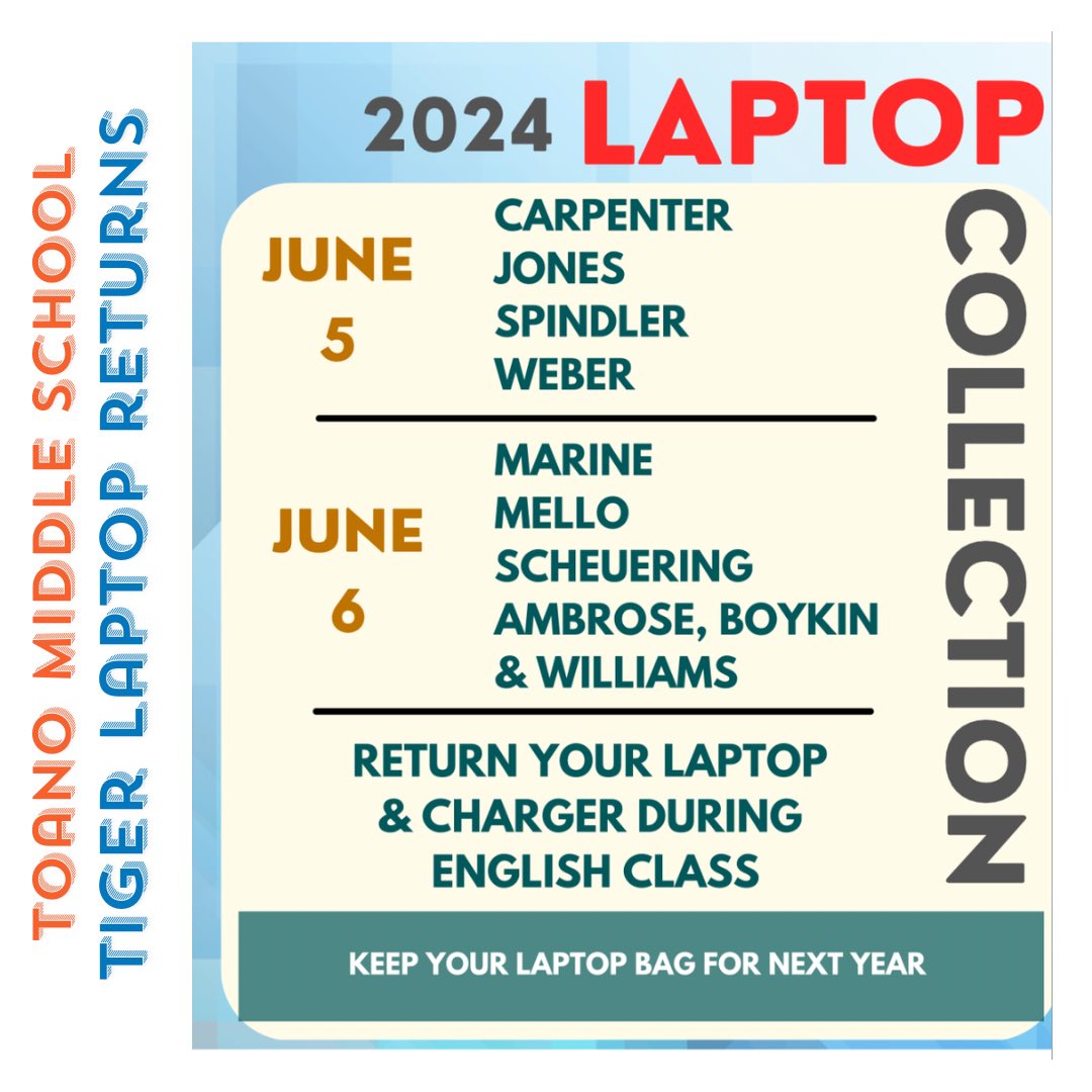 Counting down to laptop collection days— when you know summer break is right around the corner. #Toano #ToanoIs #WeAreWJCC.