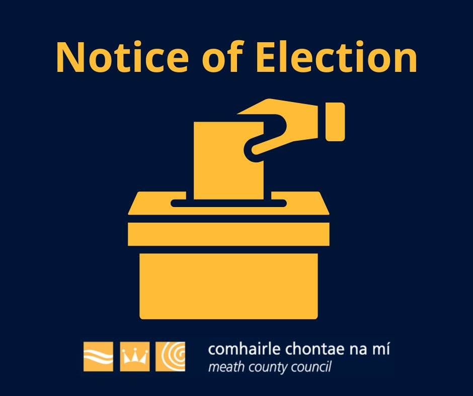 An election of members for each of the Meath local electoral areas (Navan, Kells, Trim, Ratoath, Ashbourne, Laytown/Bettystown) will be held on Friday 7 June. The latest time for receiving nominations is 12 noon on Saturday 18 May. Find out more at bit.ly/3UQHsVH