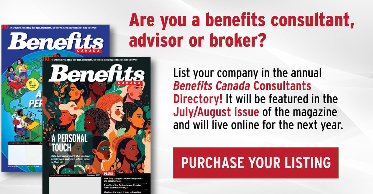 Don’t miss your chance to list your company in the annual Benefits Canada Consultants Directory! It will be featured in the July/August issue of the magazine and will live online for the next year. Purchase your listing: benefitscanada.formstack.com/forms/2024_con…