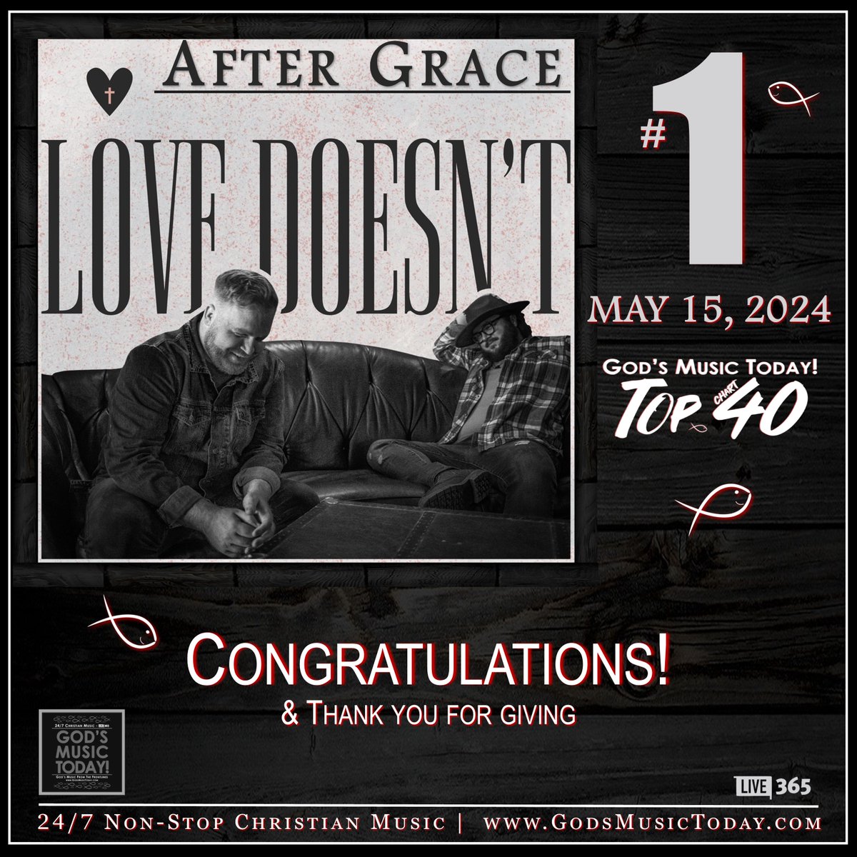 GOD'S MUSIC TODAY! "Top 40 Chart" - MAY 15, 2024 streaming.live365.com/a47929 GodsMusicToday.com godsmusictoday.com/chartinsider
<a href="/aftergraceband/">After Grace</a> <a href="/joelvaughnmusic/">Joel Vaughn</a> @NicoleNortonMusic @KaylaBerryMusic <a href="/CAINTHEBAND/">CAIN</a>