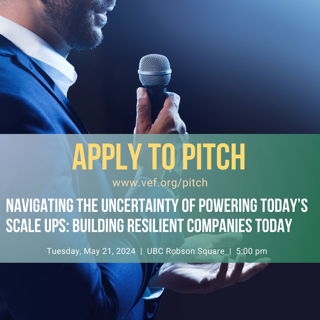 VEF (@vefdotorg) on Twitter photo Are you an entrepreneur based in BC? Interested in pitching to our community? Don't miss this wonderful opportunity to connect with the business community and showcase your skills!
🎙️ Submit your application on our website: vef.org/pitch
#bcentrepeneurs #bcinvestors Are you an entrepreneur based in BC? Interested in pitching to our community? Don't miss this wonderful opportunity to connect with the business community and showcase your skills!
🎙️ Submit your application on our website: vef.org/pitch
#bcentrepeneurs #bcinvestors