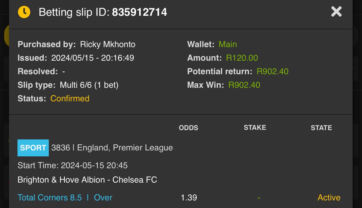 Let’s try.🏟️🏀⚽️

First game at 20:45 🕐

7.52 odds 🍏

Copy this betslip here: easybet.co.za/share-a-bet/40…

Betslip code: 400534

Promo code: RICKY50

Register here: ebpartners.click/o/ohSo1I

#YellowArmy #YellowNation