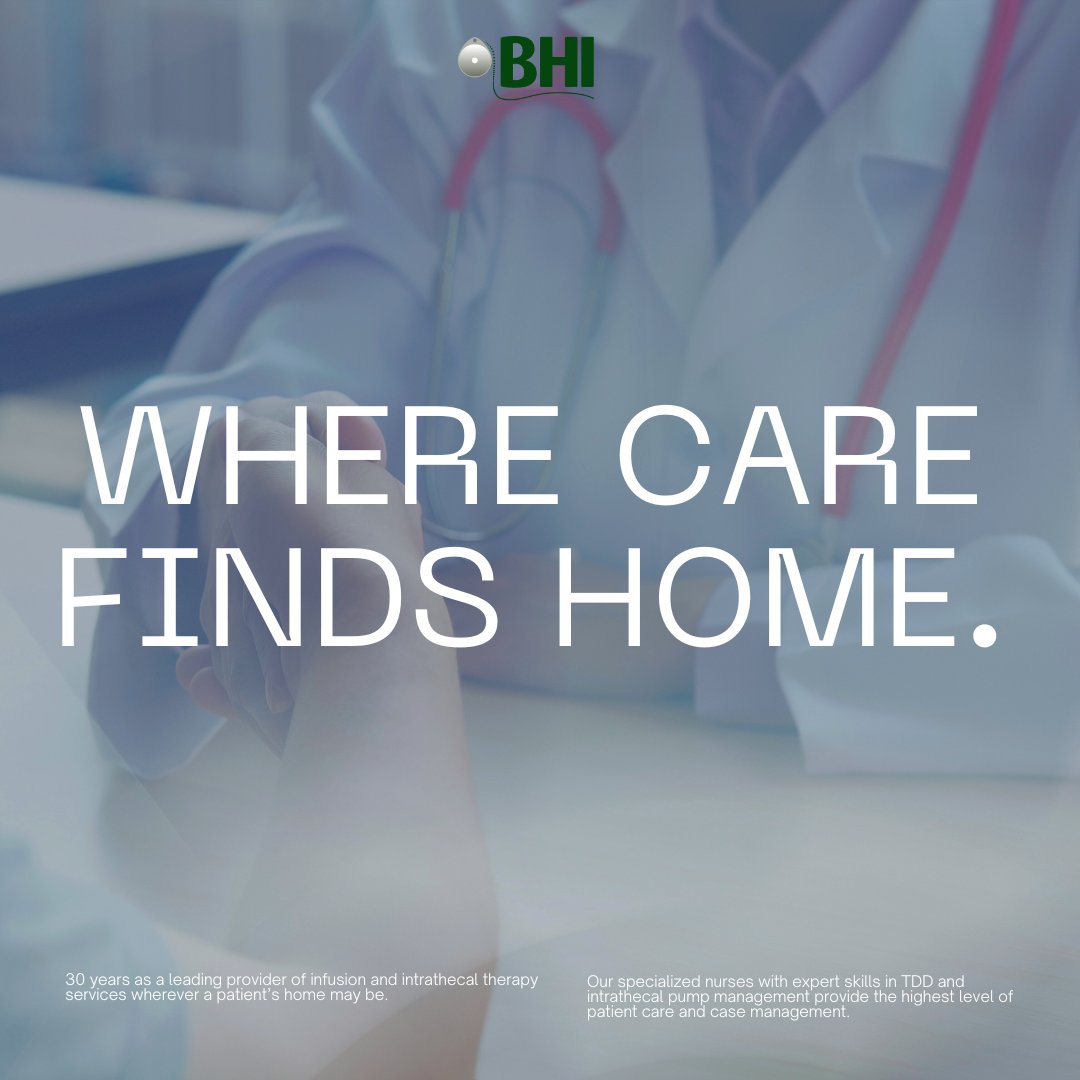 Where Care Finds Home

We're not just a service; we're your practice's extended arm, ensuring seamless care transitions and enhanced patient experience.

basichomeinfusion.com

#IntrathecalTherapy #HomeInfusion #HealthcarePartnership #BHInfusion #WellnessWednesday #Home
