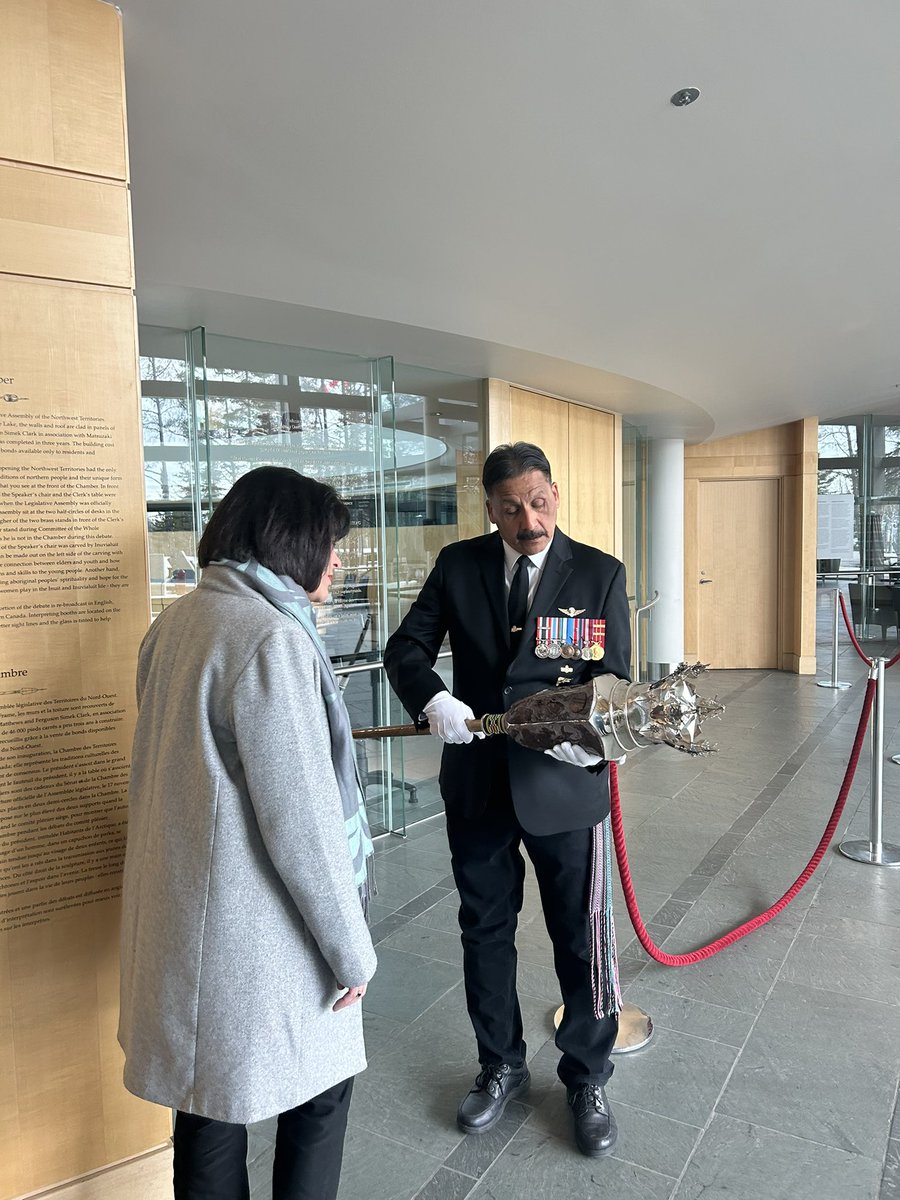 At the Legislative Assembly of the Northwest Territories, Sergeant-at-Arms Floyd Powder showed me the Mace — its unique design represents the Assembly’s authority and the Territories’ history.