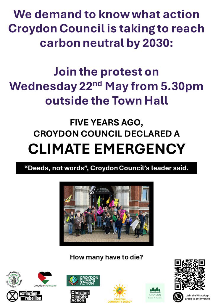 Lots of green events happening in Croydon in the next week 😎 The first three all take place every two months ‼️ Also turn up for the protest outside Croydon Town Hall demanding local climate action next Wednesday 22nd May at 5:30 & tell your friends ‼️