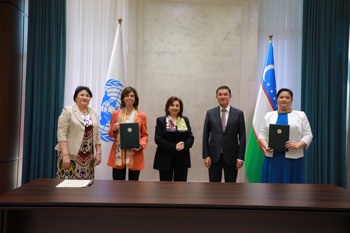 Good meeting with H.E Minister @minecofinuz of #Uzbekistan. We discussed how women’s economic empowerment and #InvestingInWomen are crucial to #SDG5, and how we can join efforts to increase women´s participation in the labor force. Pleased to have signed an MoU to advance