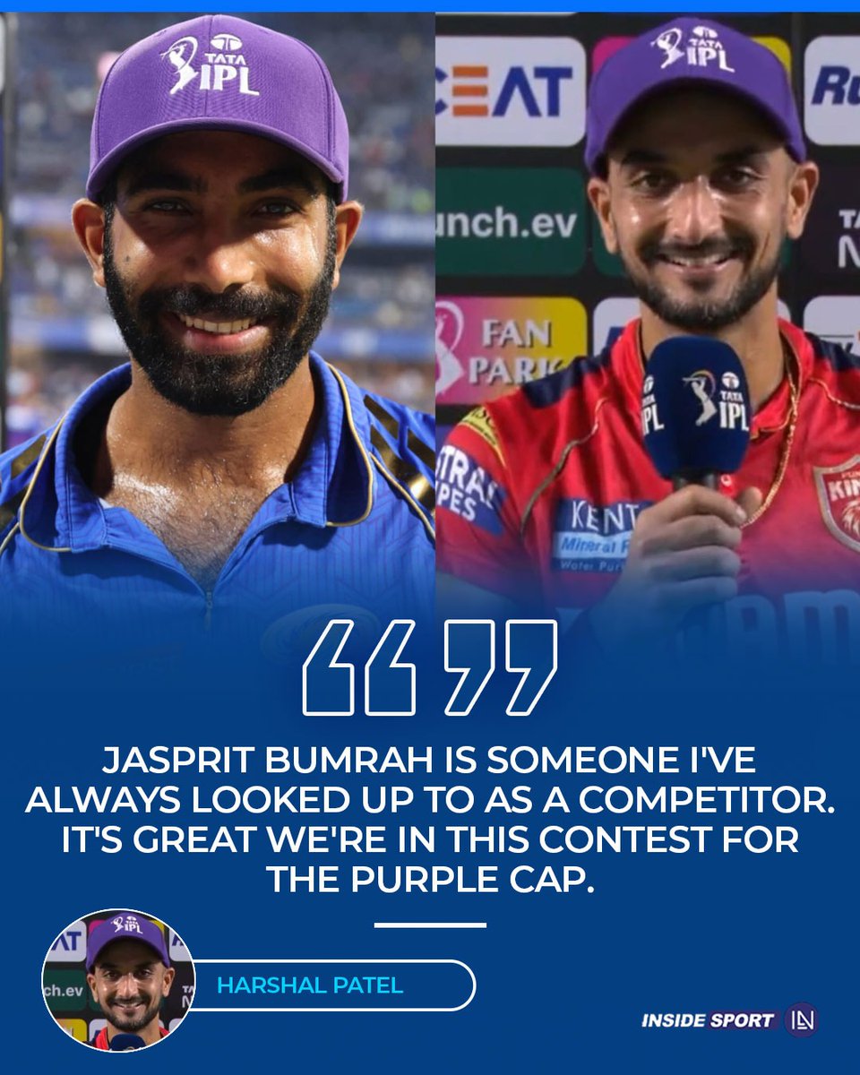 Harshal Patel hails Jasprit Bumrah as they battle for the coveted purple cap race in the IPL 🟣🏏

#HarshalPatel #JaspritBumrah #PurpleCap #IPL2024 #Insidesport #crickettwitter