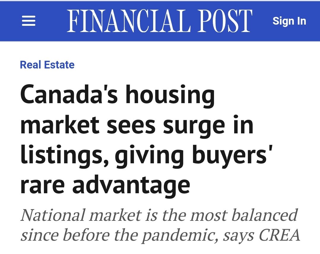 '🇨🇦 housing market hits highest listings in 5 years, but buyer demand wanes as mortgage rates bite.' 👇🏽 financialpost.com/real-estate/ca…