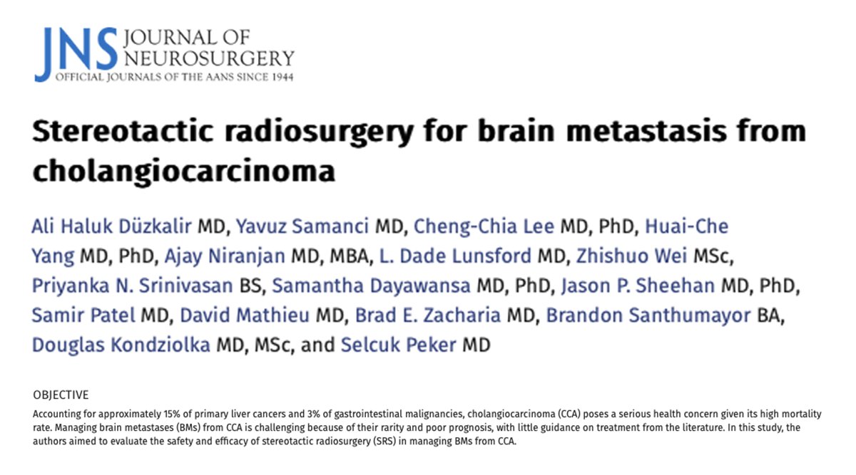 Pitt Neurosurgery (@pittneurosurg) on Twitter photo Stereotactic radiosurgery is an effective option for managing brain metastases in cholangiocarcinoma patients, showing promise in local control and a high safety profile. thejns.org/view/journals/… <a href="/DKondziolkaCNS/">Douglas Kondziolka</a> <a href="/PittCIGNS/">Pitt Center for Image-Guided Neurosurgery</a> <a href="/UPMCHillmanCC/">UPMC Hillman Cancer Center</a> Stereotactic radiosurgery is an effective option for managing brain metastases in cholangiocarcinoma patients, showing promise in local control and a high safety profile. thejns.org/view/journals/… <a href="/DKondziolkaCNS/">Douglas Kondziolka</a> <a href="/PittCIGNS/">Pitt Center for Image-Guided Neurosurgery</a> <a href="/UPMCHillmanCC/">UPMC Hillman Cancer Center</a>