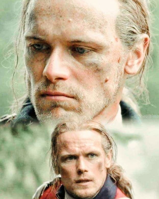Jamie at Murtagh's death during the Battle of Alamance. The absurdity of war is obvious: there is a thin line between +/- justified in combat. 😢  -  Geno Acedo @geno_acedo Marce @marceladefferrari #SamHeughan  #OutlanderSeason5