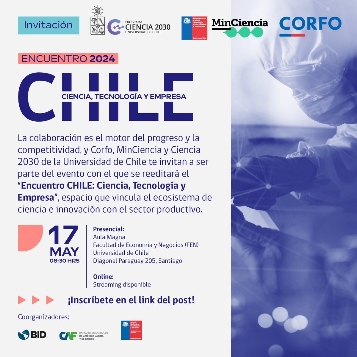 ¡Vuelve el Encuentro CHILE: Ciencia, Tecnología y Empresa! Buscamos vincular la I+D+i para potenciar soluciones a los desafíos productivos del país. Inscríbete y participa 👉 forms.office.com/pages/response…