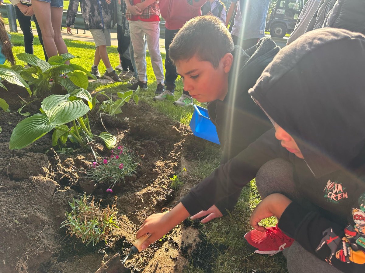 PennoyerSchool's tweet photo. This morning Garden Club learned about perennials and made the area around the Pennoyer sign more beautiful!  #pennoyerpride https://t.co/tEEt48ZM3d