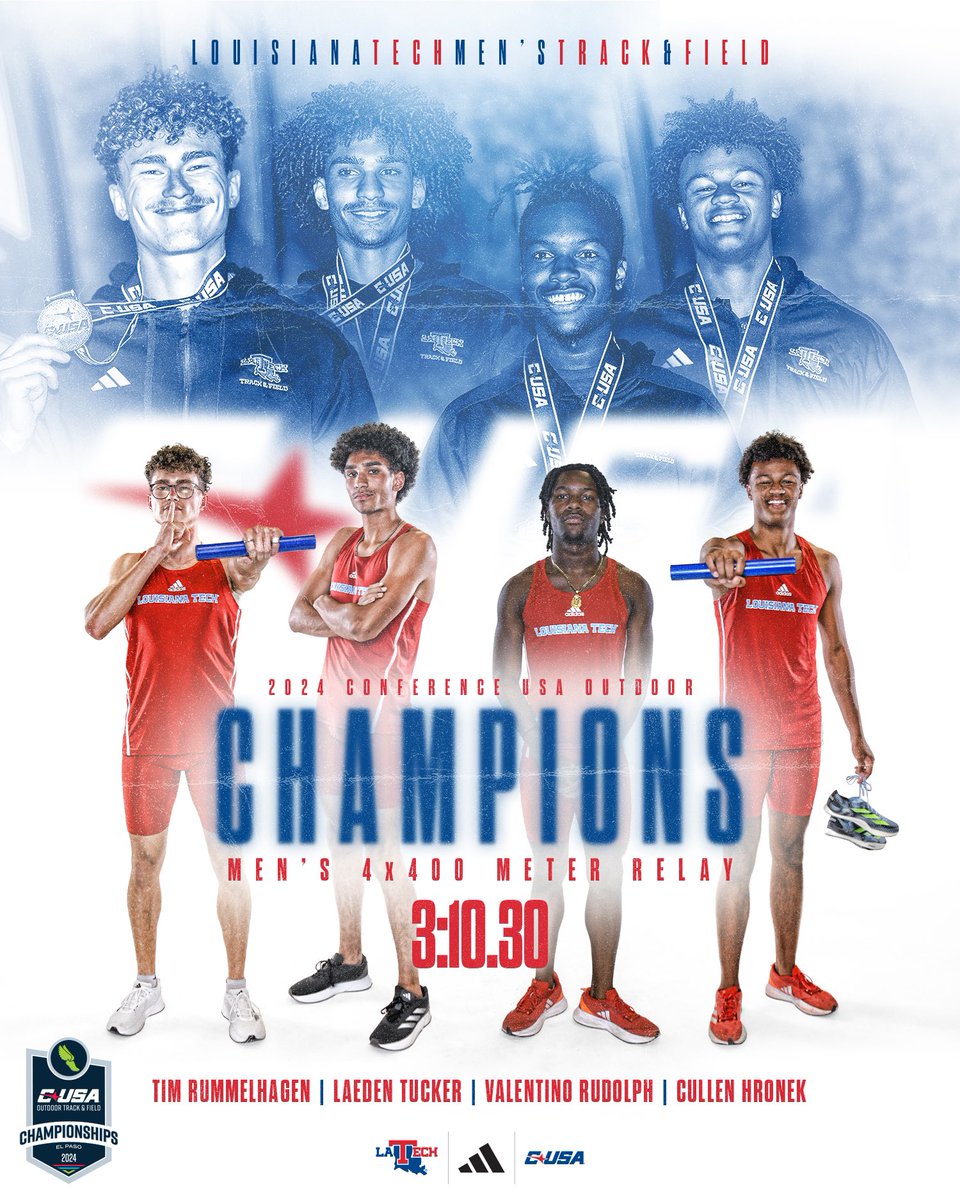 LA Tech T&F and XC (@latechtfxc) on Twitter photo Tim Rummelhagen, <a href="/LaedenTucker/">Laeden Tucker</a>, <a href="/king_rudolph23/">valentino rudolph</a>, and <a href="/CullenHronek/">๐๐ฎ๐ฅ๐ฅ๐๐ง ๐๐ซ๐จ๐ง๐๐ค</a> made it a sweep in the Outdoor Relays and a sweep in the 4x400 Tim Rummelhagen, <a href="/LaedenTucker/">Laeden Tucker</a>, <a href="/king_rudolph23/">valentino rudolph</a>, and <a href="/CullenHronek/">๐๐ฎ๐ฅ๐ฅ๐๐ง ๐๐ซ๐จ๐ง๐๐ค</a> made it a sweep in the Outdoor Relays and a sweep in the 4x400