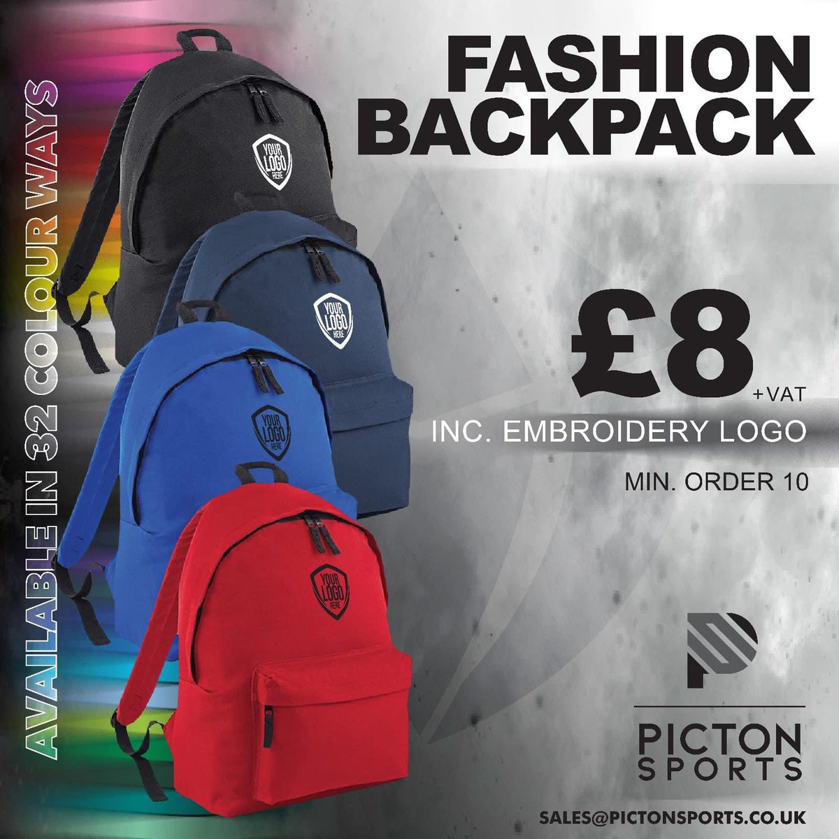 Hurry! Just over 2 weeks left to grab this amazing deal! Backpack including club logo embroidered for just £8 + VAT. Don't miss out—email us at Sales@pictonsports.co.uk now!