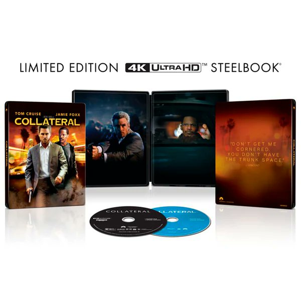I hope the pre-order gods have forgiven me because I just pre-ordered THIS masterpiece in 4K steelbook. Releasing in August. #MichaelMann #Collateral #TomCruise #JamieFoxx #physicalmedia #4kUltraHD