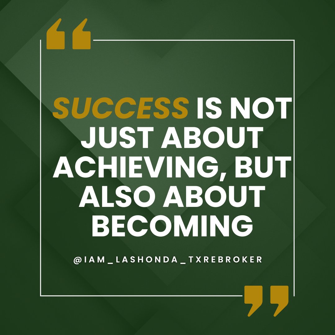 Success is not just about what you achieve, but who you become in the process.💯❤️

#LaShondaDailyQuote #LaShondaDailyMotivation #WednesdayQuote #WednesdatVibe #SuccessJourney #PersonalGrowth #BecomingYourBestSelf #AchievementAndGrowth #TransformativeSuccess