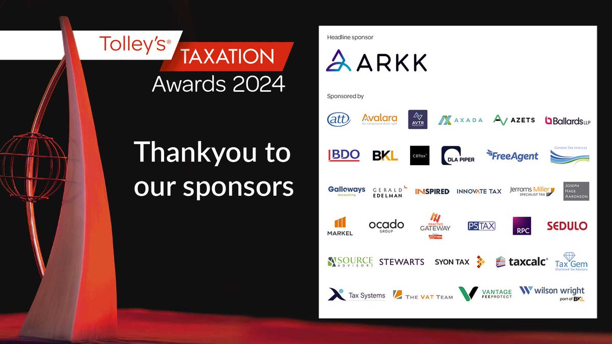 We can't wait for tomorrow's #TaxAwards2024! 

A big thank you to all our sponsors, and best of luck to our shortlisted nominees: ow.ly/Ckaa50RH56k