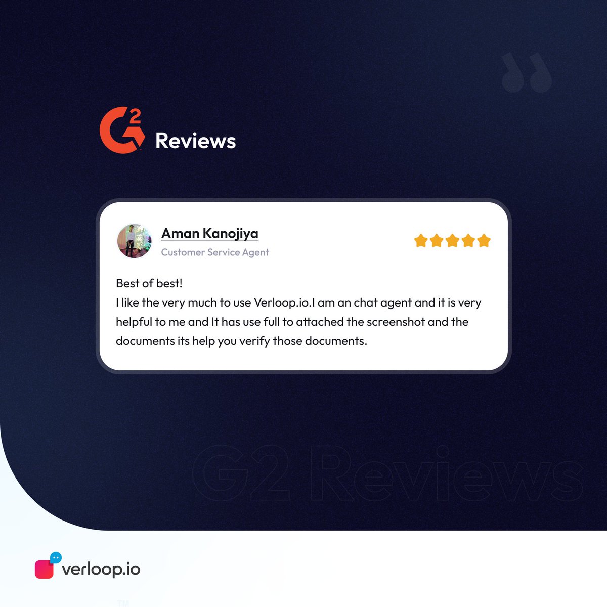 🎉 We're thrilled by the love from our customers on G2! 🎉

💬 Discover why they're obsessed with our support automation solutions! Ready to join the Verloop.io community? Let's connect: shorturl.at/epqN0! 🚀

#CustomerLove #G2Testimonials #SupportAutomation