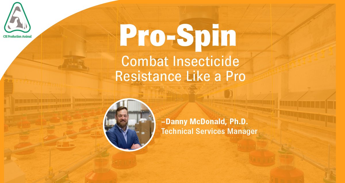 Fight resistance like a pro with Pro-Spin! 🌟 Read more from Dr. Danny McDonald, Technical Services Manager for the CSI Production Animal Division. 
READ MORE HERE >> hubs.la/Q02xc-rJ0
#PestControl #ProSpin #InnovationYouCanApply #ProductionAnimals