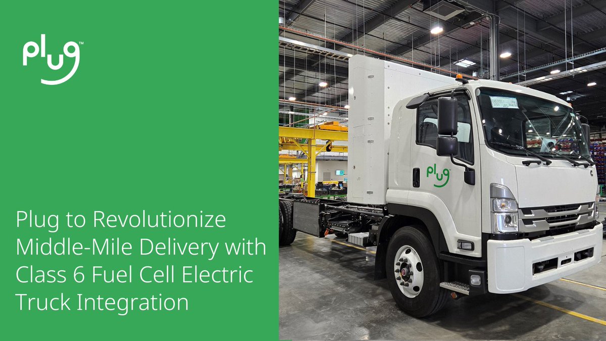 Plug has announced the integration of a Class 6, medium-duty fuel cell electric truck. The integration involves a commercial Class 6 chassis cab with an industry proven electric propulsion system powered by Plug’s cutting-edge ProGen fuel cell technology: ir.plugpower.com/press-releases…