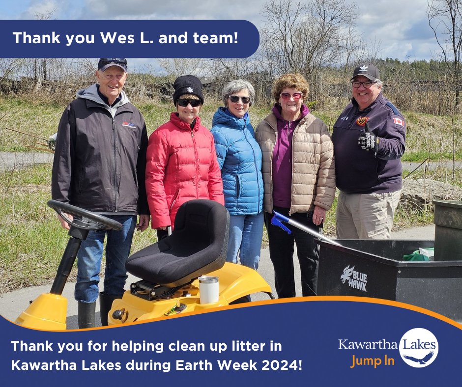 Thank you to Wes L. and team for cleaning up litter during Earth Week 2024 to help keep Kawartha Lakes green.

#ActONLitter