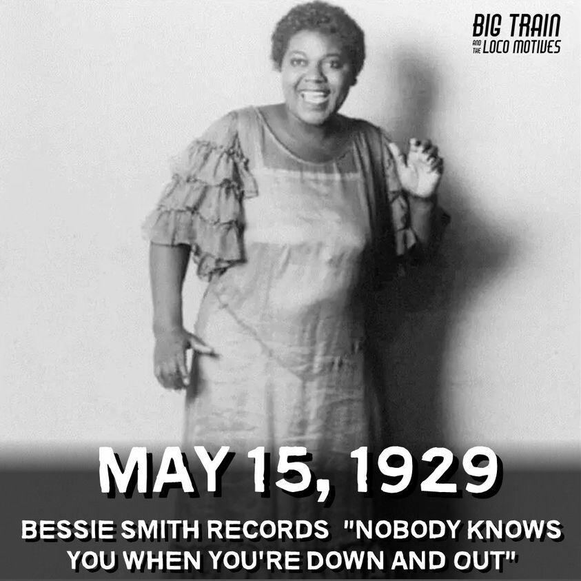 HEY LOCO FANS – On May 15, 1929 Bessie Smith recorded the song 'Nobody Knows You When You're Down and Out' in New York City and became one of her biggest hits. #Blues #BluesMusic #BluesSongs #BigTrainBlues #BluesSinger #BluesStandard #BessieSmith