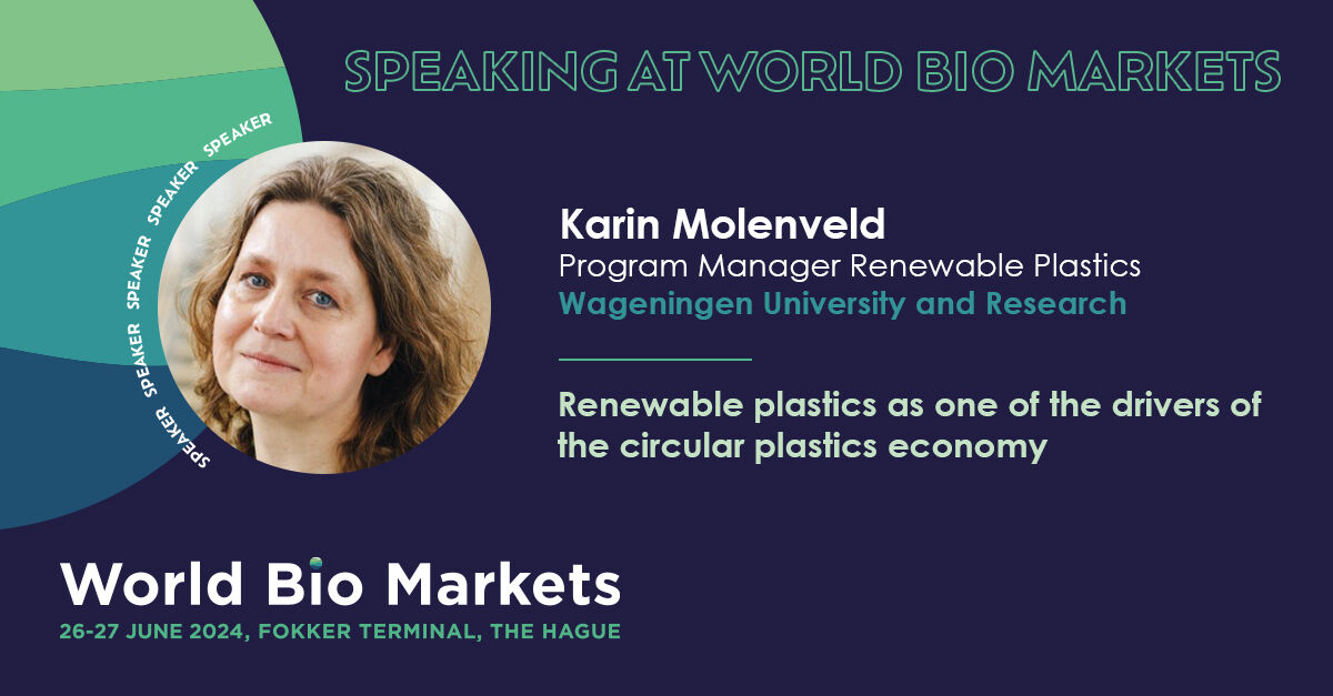 On Day One of @Bio_Markets, Karin Molenveld from @WUR will present ‘Renewable plastics as one of the drivers of the circular plastics economy’ 

Be there in person to hear this - bit.ly/3TXZvYc

#CircularEconomy #PlasticFree #RenewablePlastics #Biobased #Biodegradable