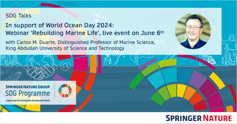 In support of #WorldOceanDay, join us for the free seminar “SDG Talks: Rebuilding Marine Life”, presented by Prof Carlos M. Duarte, with a Q&A session for your questions. #SDG14

📅 Thursday 6th June 2024  ⏰ 10.00 AM CET | 17.00 PM JST

cassyni.com/events/62dsNRA…