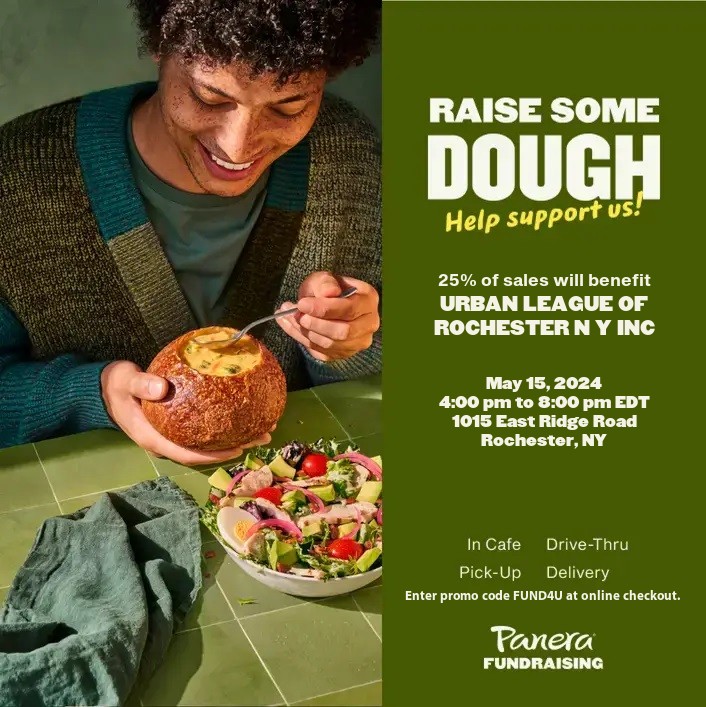 Grab lunch. Grab dinner. Either way, we're a winner! Enjoy some good eats for a great cause and raise some dough for the Urban League TODAY ONLY! #panera #urbanleagueroc