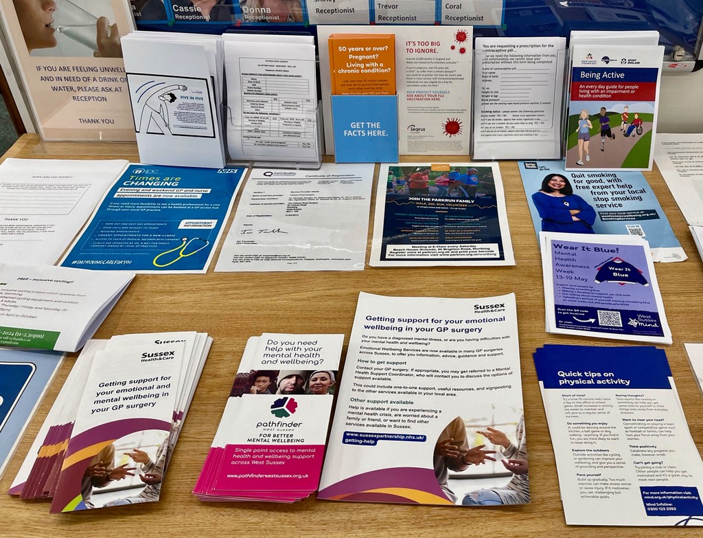 Kat & Bethany, part of our GP surgery team, have been setting up displays & information tables this week to raise awareness about the benefits of exercise for #mental health. Big thanks to Kat & Bethany for their fabulous displays across surgeries in #Worthing #MHAW2024 ⁠