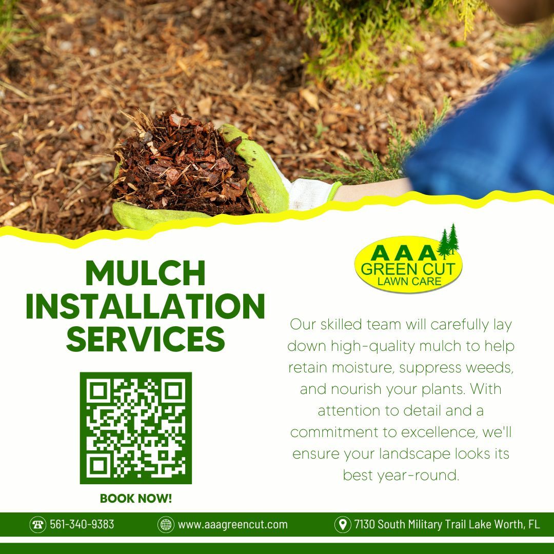 Elevate Your Landscape with Mulch Installation Services! 🌿🌼 Enhance the beauty and health of your garden beds with our professional mulch installation services at AAA Greencut. Contact us today to schedule your mulch installation service! #MulchInstallation