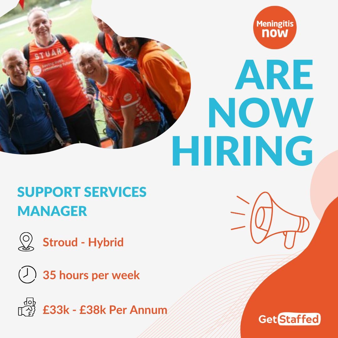 Our client, Meningitis Now, is the first meningitis patient group in the world, and the only charity dedicated to fighting meningitis in the UK. They are looking for a Support Services Manager to join their team in Stroud.

Click the link to apply 🔗 - get-staffed.com/job/support-se…