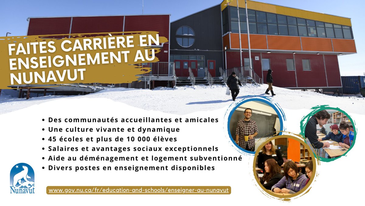 Faites une différence dans la vie des élèves du Nunavut. Nous recrute actuellement du personnel enseignant. 🙌 🔗 gov.nu.ca/fr/education-a…