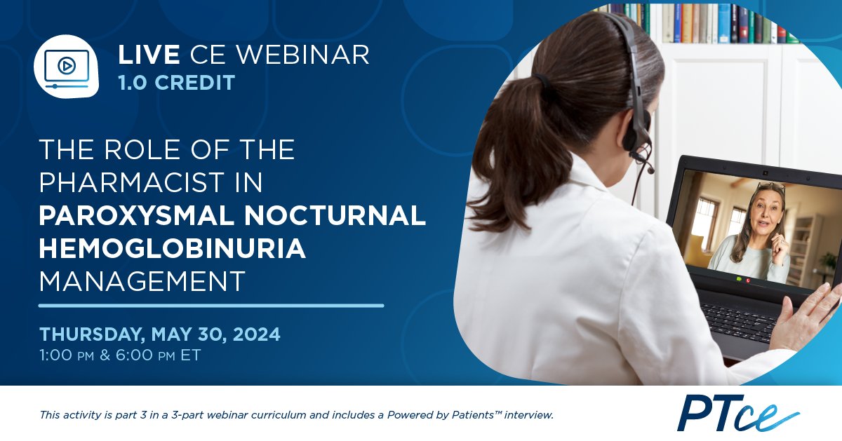 Register now for part 3 of our PNH webinar curriculum! Justin R Arnall, PharmD, BCOP, will focus on the role of pharmacists in optimizing care, leading multidisciplinary approaches, and providing further guidance and education on patient-centered care. bit.ly/4b61Ojb