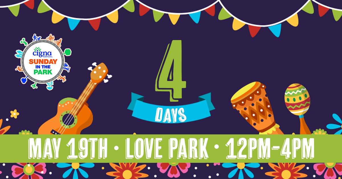 Get ready for a fun filled and memorable day at Love Park for Sunday in the Park! Only 4 more days, so come out and join the community for some free food, music, entertainment and more! #SundayInThePark #FamilyFun #Houston #CommunityEvent