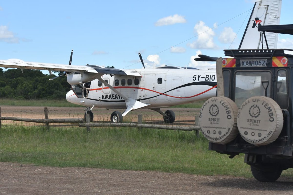 Touchdown in the heart of the #Mara! Our trusty #TwinOtter welcomes guests from #SafariofTembo back from their unforgettable #safari adventure. It's always a pleasure partnering with all our #travelpartners to deliver seamless journeys in the wild. 🐘✈️ #Airkenya #MaraNorth