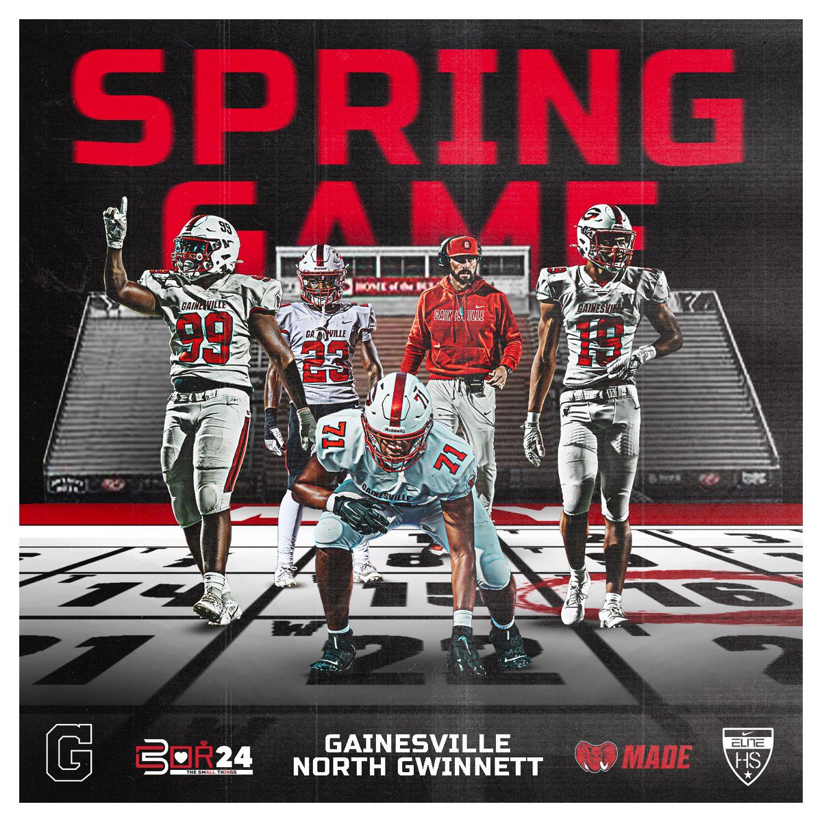 May 16 🗓️ 7pm ⏰ 7💰 @ North Gwinnett 🏟️ ⚪️All White Affair⚪️ 🔴🐘🏈 | #2024spRINGgame