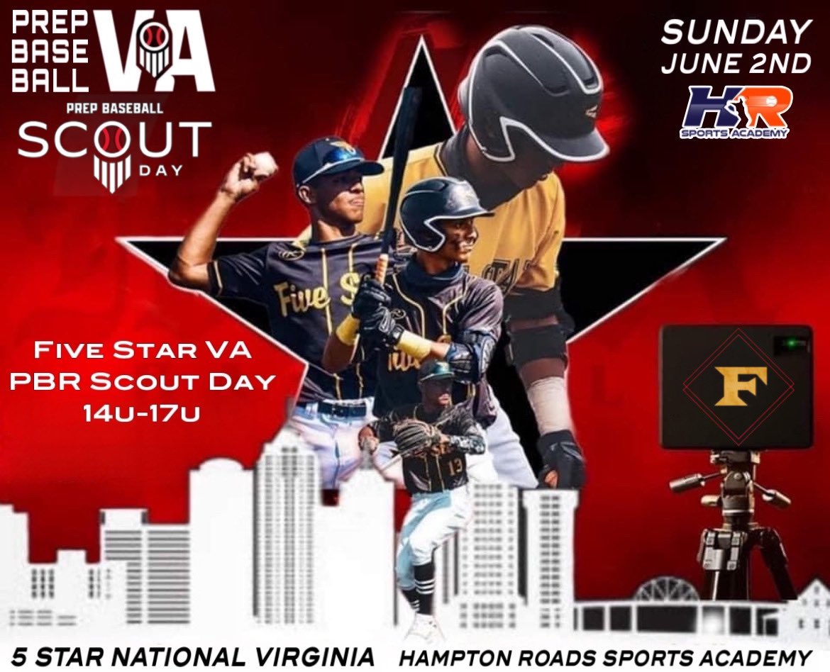 🚨5 Star National Virginia PBR Scout Day Announcement🚨 @PrepBaseballVA second #VAScoutDay of the summer will be June 2nd with the #MafiaBoys at Hampton Roads Sports Academy! #5starnational #5starvirginia #scoutday #PBR #PrepBaseball #mafiaboys #option1 @5starnational
