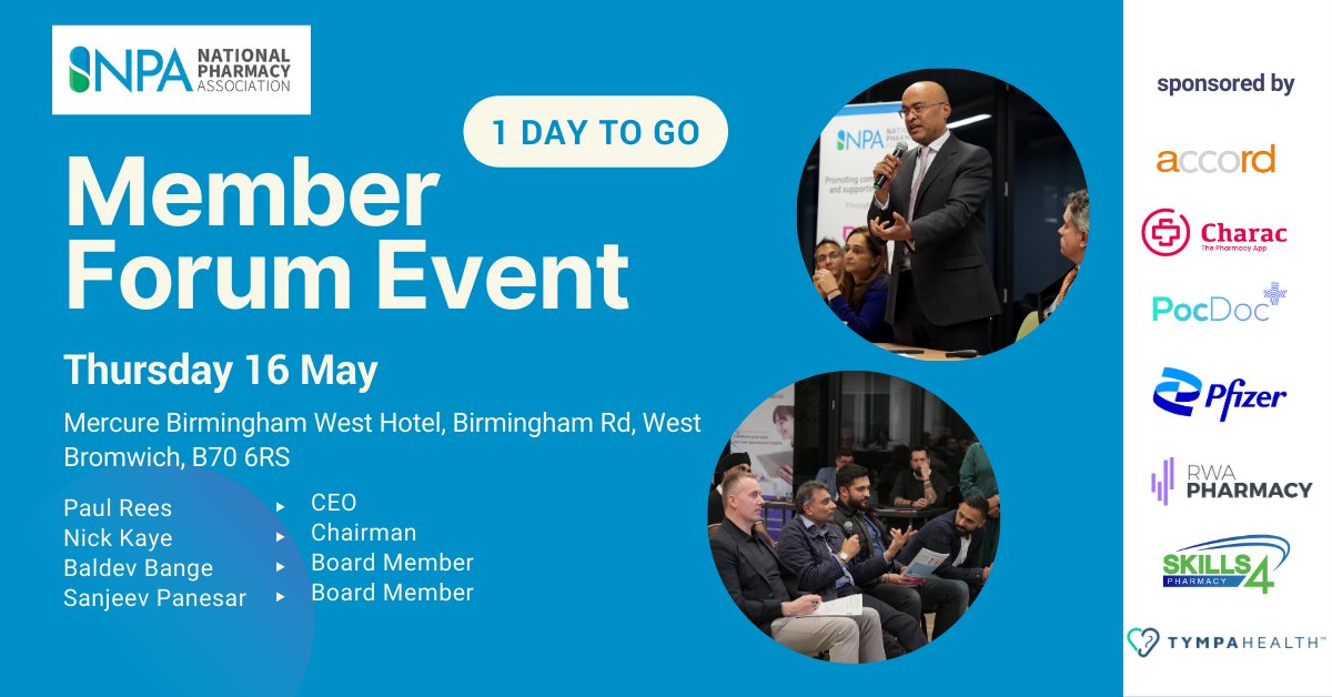📢Final call Join us tomorrow for interesting discussions on our campaign work, learn about Pharmacy First and network over a selection of delicious dinner options at our in-person member event in #Birmingham. Details ⬇️ Secure your spot: npa.co.uk/npa-member-eve…