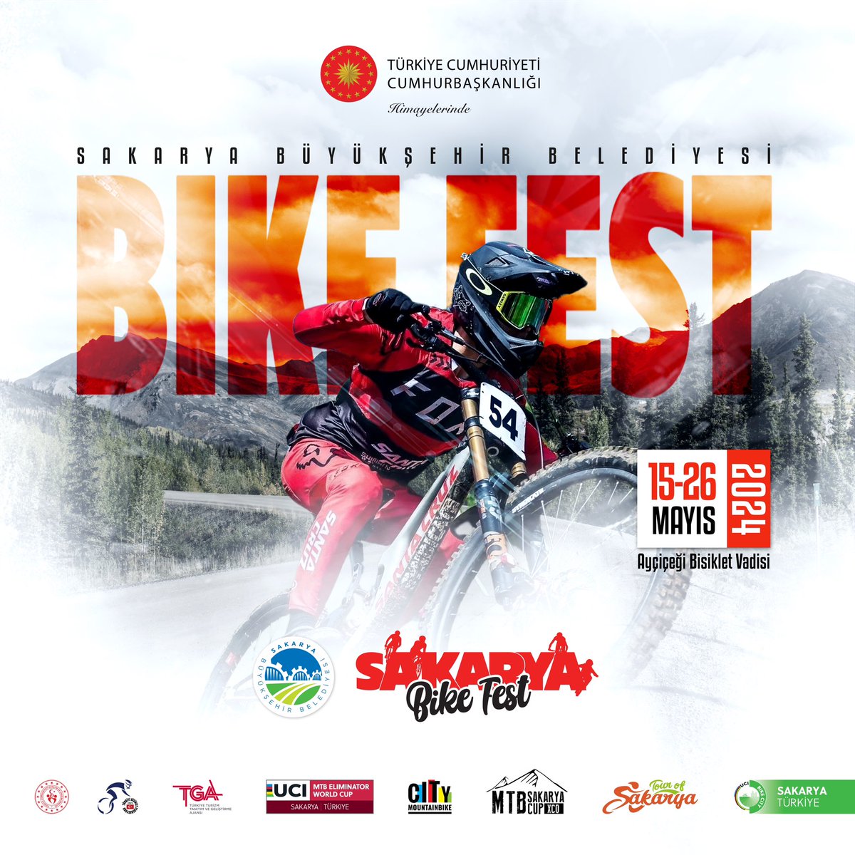 Sakarya Bike Fest açılış seremonisine davetlisiniz. 🚴🏽‍♂️ 📆 15 Mayıs Çarşamba (Bugün) ⏰ 20.00 📍 Ayçiçeği Bisiklet Vadisi Açılış seremonisinde çekilişle 25 bisiklet vatandaşlarımızın olacak. 🚲 #SakaryaBikeFest #AyçiçeğiBisikletVadisi #BisikletŞehriSakarya