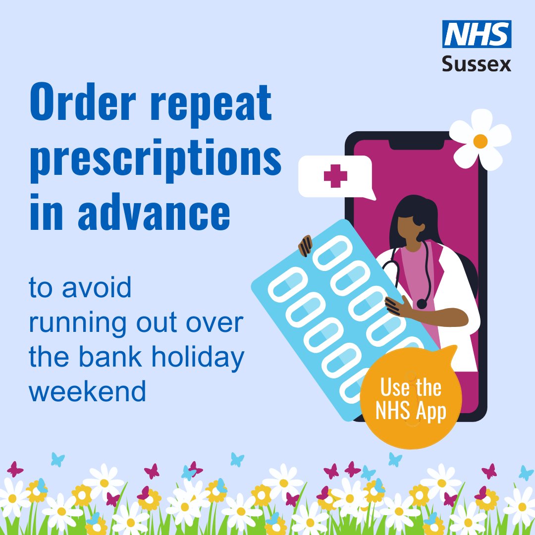 Remember to order your prescriptions in plenty of time ahead of the #bankholiday weekend as your local #pharmacy and GP may not be open as usual.

#Eastbourne #Hastings #Lewes #Rother #Wealden