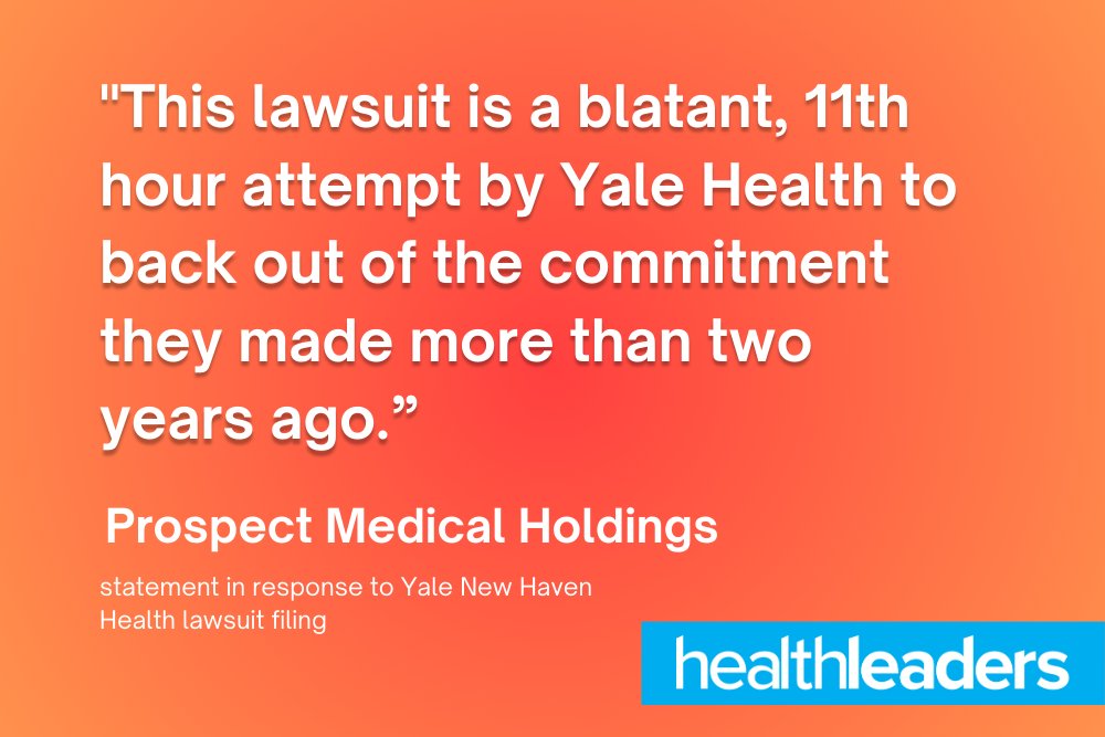 Alleging that a breach of #contract has changed aspects of the deal, @ynhhealth is suing Prospect Medical Holdings to exit its #acquisition of three Connecticut #hospitals: healthleadersmedia.com/ceo/why-yale-n…