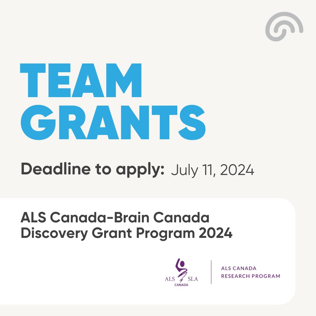 📣 Attention researchers! @BrainCanada is thrilled to announce the launch the 2024 @ALSCanada - @BrainCanada Discovery Grants Program! The deadline to apply is July 11, 2024. For more information ➡️braincanada.ca/funding-opport…