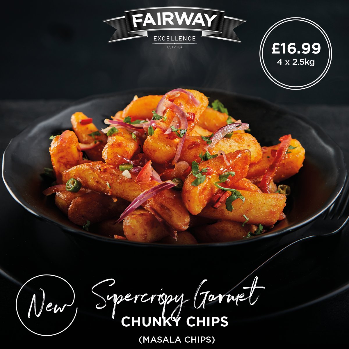 Try our NEW Fairway Excellence Supercrispy Gourmet Chunky Chips in a tantalising Masala Chips dish! 🍟🔥

Click here for full recipe 👉 ow.ly/YPl750RFpR4

#FairwayExcellence #Foodservice #Hospitality #Catering #Chef