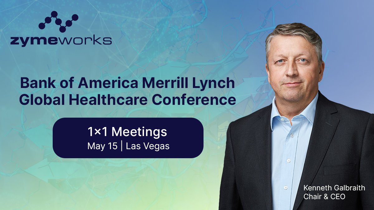 Our management team will be available for one-on-one meetings during the Bank of America Merrill Lynch Global Healthcare Conference today in Las Vegas. See our press release for additional details: ir.zymeworks.com/news-releases/…