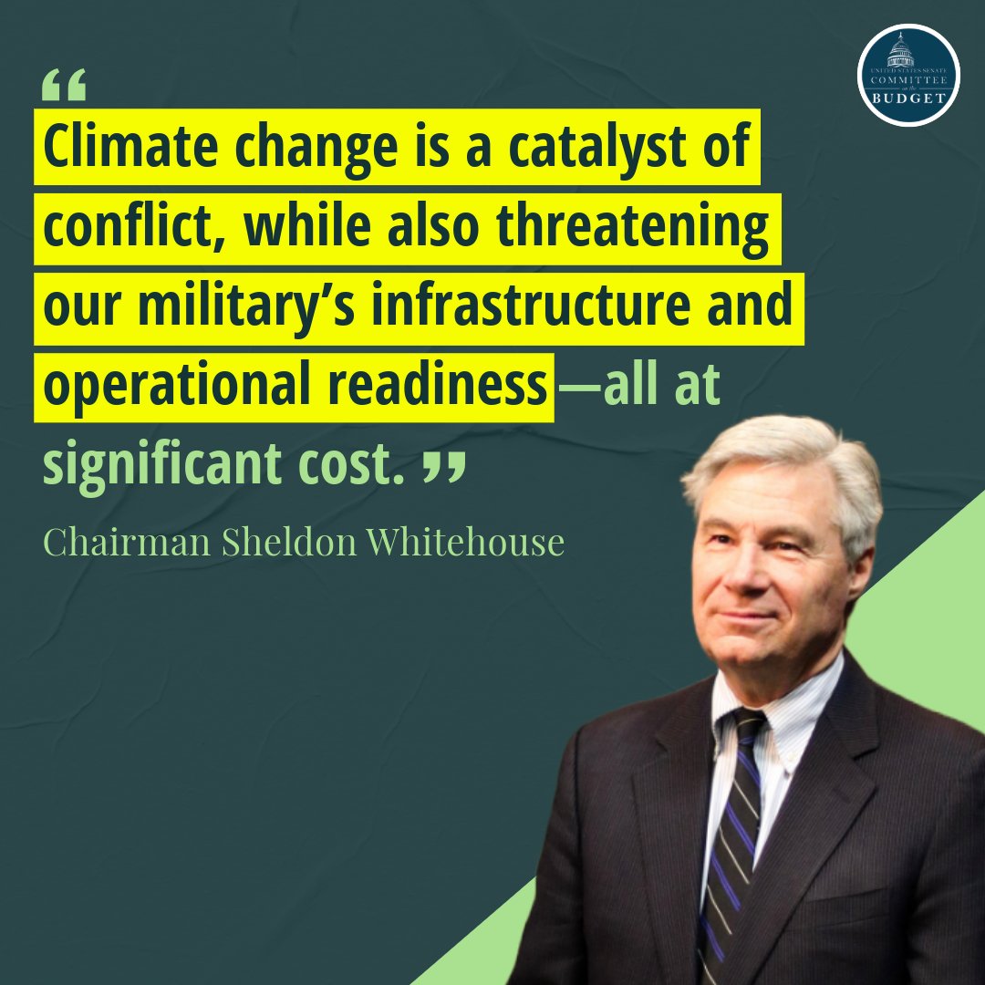 Climate change is causing environmental damage that affects global stability, our national security, and our long-term fiscal health. Tune in as @SenWhitehouse delivers his opening remarks.