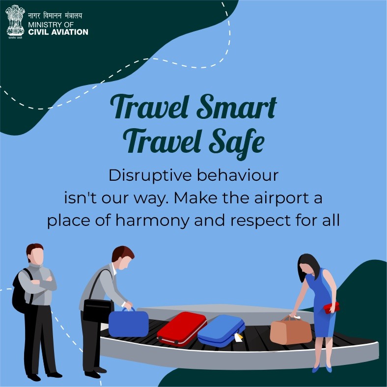 Travel wisely to maintain a calm and pleasant airport environment. Follow protocols and help create a smooth and peaceful travel experience for all. #TravelSmartTravelSafe